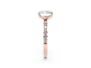 Radiant Cut Pave Solitaire Engagement Ring Setting | Fine Line Pave Band | Rose Gold