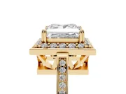 Princess Cut Halo Engagement Ring Setting | Polished Halo Rim | Yellow Gold