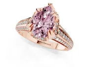 Pear-Shaped Hidden Halo Engagement Ring Setting for a Fancy Pink Lab-Grown Diamond | Triple Row Pavé Band | Rose Gold