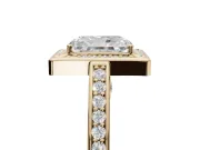 Radiant Cut Sectioned Halo Engagement Ring Setting | Pavé Gallery and Band | Yellow Gold