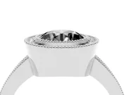 Fancy Black Round Cut Diamond Halo Engagement Ring Set in Platinum with Pavé Band and Round Halo Stones