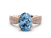 Oval Milgrain Solitaire Engagement Ring Setting for a Fancy Blue Lab-Grown Diamond | Rose Gold