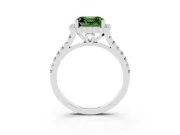 Asscher Cut Milgrain Floral Halo Engagement Ring Setting for a Fancy Green Lab-Grown Diamond | Pavé Band | White Gold