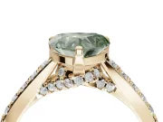 Heart-Shaped Pavé Engagement Ring Setting for a Fancy Green Lab-Grown Diamond | Crossover Gallery | Yellow Gold