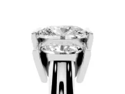 Oval Channel-Set Three Stone Engagement Ring Setting | Wide Flat Band | Sterling Silver