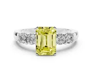 Emerald Cut Five Stone Engagement Ring Setting for a Fancy Yellow Lab-Grown Diamond | Platinum