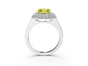 Fancy Yellow Asscher Cut Diamond Halo Engagement Ring Set in Silver with Solitaire Band and Prong Setting