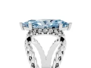 Fancy Blue Marquise Cut Diamond Halo Ring Set in Silver with Twisted Band and Prong Setting