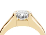 Radiant Cut Half Bezel Solitaire Engagement Ring Setting | Wide Band | Yellow Gold