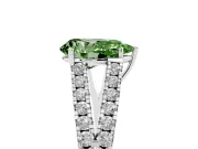 Pear-Shaped Graduated Split Shank Engagement Ring Setting for a Fancy Green Lab-Grown Diamond | Sterling Silver