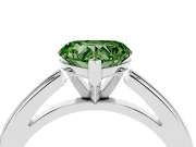 Fancy Green Heart Cut Diamond Solitaire Ring Set in Platinum with Prong Setting and Classic Band