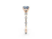 Cushion Cut Pavé Solitaire Engagement Ring Setting for a Fancy Blue Lab-Grown Diamond | Alternating Accents | Rose Gold