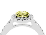 Fancy Yellow Oval Cut Diamond Halo Pavé Solitaire Ring Set in Silver with Prong-Set Center Stone
