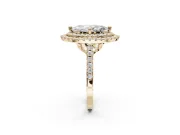 Marquise Double Halo Engagement Ring Setting | Pave Shoulders | Yellow Gold