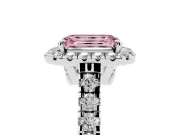 Emerald Cut Accented Halo Engagement Ring Setting for a Fancy Pink Lab-Grown Diamond | White Gold