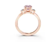 Fancy Pink Three-Stone Oval Cut Diamond Twist Band Ring Set in Rose gold with Pavé Accents and Prong Setting