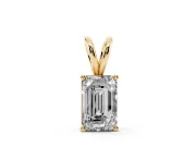 Emerald Cut Lab-Grown Diamond Solitaire Pendant Necklace | Corner Claw Prongs | Yellow Gold