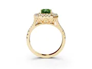 Radiant Cut Halo Split Shank Engagement Ring Setting for a Fancy Green Lab-Grown Diamond | Yellow Gold