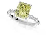 Radiant Cut Pavé Engagement Ring Setting for a Fancy Yellow Lab-Grown Diamond | Alternating Accents | White Gold