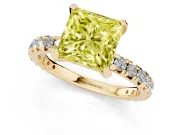 Princess Cut Engagement Ring Setting for a Fancy Yellow Lab-Grown Diamond | Yellow Gold - Design NV-24510