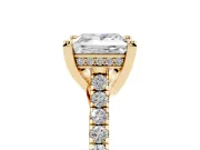 Princess Cut Hidden Halo Pave Engagement Ring Setting | Claw Prongs | Yellow Gold