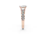 Oval Graduated Side Stone Engagement Ring Setting | Flat Top Band | Rose Gold