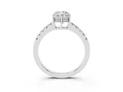 Cushion Cut Hidden Halo Solitaire Engagement Ring Setting | Shared Prong Band | White Gold