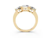 Round Three Stone Engagement Ring Setting | Large Round Side Stones | Yellow Gold