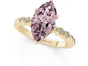 Marquise Beaded Solitaire Engagement Ring Setting for a Fancy Pink Lab-Grown Diamond | Yellow Gold