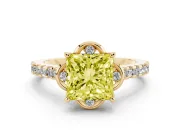 Princess Cut Floral Petal Engagement Ring Setting for a Fancy Yellow Lab-Grown Diamond | Petal Accents | Yellow Gold