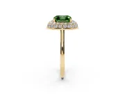 Asscher Cut Pave Halo Engagement Ring Setting for a Fancy Green Lab-Grown Diamond | Slim Plain Band | Yellow Gold