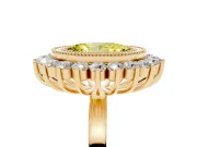 Oval Bezel Halo Engagement Ring Setting for a Fancy Yellow Lab-Grown Diamond | Yellow Gold