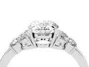 Oval Petal Accent Engagement Ring Setting | Marquise and Round Sides | Platinum