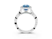 Radiant Cut Twist Halo Engagement Ring Setting for a Fancy Blue Lab-Grown Diamond | Platinum