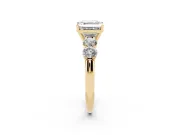Asscher Cut Five Stone Engagement Ring Setting | Prong Set Side Stones | Yellow Gold