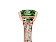 Princess Cut Split Shank Engagement Ring Setting for a Fancy Green Lab-Grown Diamond | Pave Band | Rose Gold