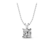 Princess Cut Lab-Grown Diamond Solitaire Pendant | Split Bail | Sterling Silver