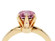 Radiant Cut Tapered Solitaire Engagement Ring Setting for a Fancy Pink Lab-Grown Diamond | Claw Prong Head | Yellow Gold