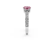 Round Vintage Hidden Halo Engagement Ring Setting for a Fancy Pink Lab-Grown Diamond | Milgrain Pave Band | Platinum