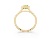Fancy Yellow Bezel Set Pear Cut Diamond Solitaire Ring Set in Yellow gold with Tapered Band