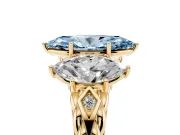 Marquise Three Stone Engagement Ring Setting for a Fancy Blue Lab-Grown Diamond | Braided Band | Yellow Gold