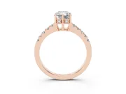 Radiant Cut Hidden Halo Solitaire Engagement Ring Setting | Shared Prong Band | Rose Gold