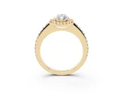 Marquise Pave Halo Engagement Ring Setting | Pave Band | Yellow Gold