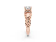 Cushion Cut Vintage Filigree Solitaire Engagement Ring Setting | Accented Basket | Rose Gold