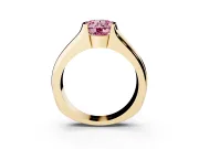 Round Half Bezel Solitaire Engagement Ring Setting for a Fancy Pink Lab-Grown Diamond | Wide Band | Yellow Gold