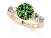 Round Close Set Five Stone Engagement Ring Setting for a Fancy Green Lab-Grown Diamond | Yellow Gold