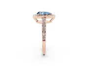 Pear-Shaped Framed Halo Engagement Ring Setting for a Fancy Blue Lab-Grown Diamond | Rose Gold