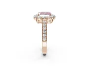 Radiant Cut Vintage Halo Engagement Ring Setting for a Fancy Pink Lab-Grown Diamond | Milgrain Channel Band | Rose Gold