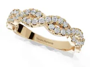 Round Lab-Grown Diamond Twisted Pavé Half Eternity Band | Interwoven Strands | Yellow Gold