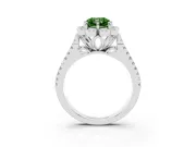 Radiant Cut Floral Halo Engagement Ring Setting for a Fancy Green Lab-Grown Diamond | Pavé Split Shank | Platinum